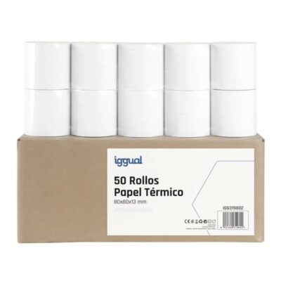 iggual Caja 50 rollos papel térmico sin BPA 80x80