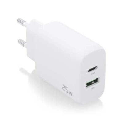Aisens Cargador USB-C PD3.0 USB-A QC3.0 25W Blanco