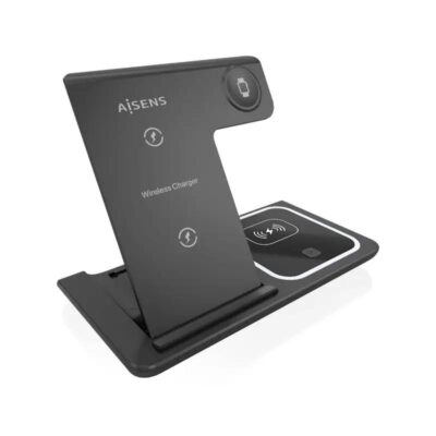 Aisens Cargador Inalámbrico USBC 15W 3 en 1 Negro