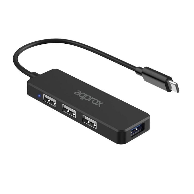 AAOAAC0169_800 APPROX Hub USB Tipo-C 3USB 2.0 + 1Puerto USB 3.0 - Imagen 1