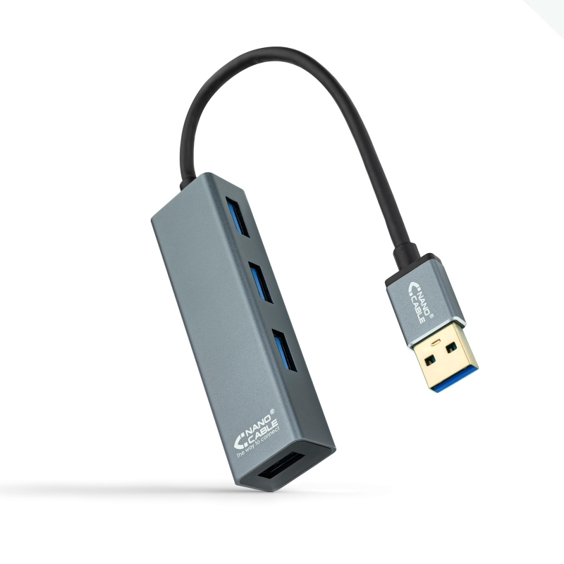 AAOAUS0156_800 Nanocable Hub USB 3.0 4 x USB 3.0 10cm. Gris - Imagen 1