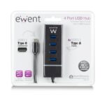 Ewent E1137 HUB USB TIPO C 4 PUEROS USB 3.1 - Imagen 2