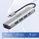 iggual Hub tipo C 5 puertos 3xUSB + RJ45 + tipo C - Imagen 2