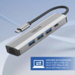 iggual Hub tipo C 5 puertos 3xUSB + RJ45 + tipo C - Imagen 3