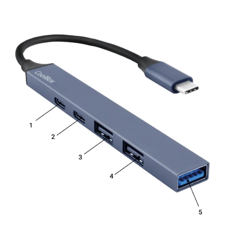 AAOAUS0258_800 Coolbox HUB4 Lite USB-C/A 4 Puertos Aluminio - Imagen 1