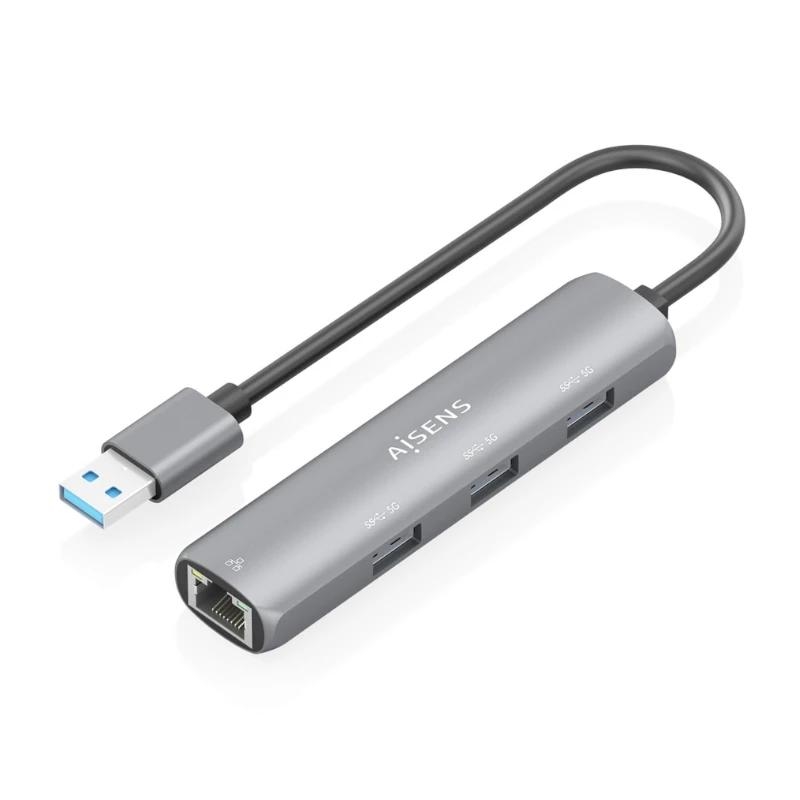 AAOAUS0262_800 Aisens USB-A 3.0 Dock a RJ45 Hub 3xUSB-A 15cm - Imagen 1