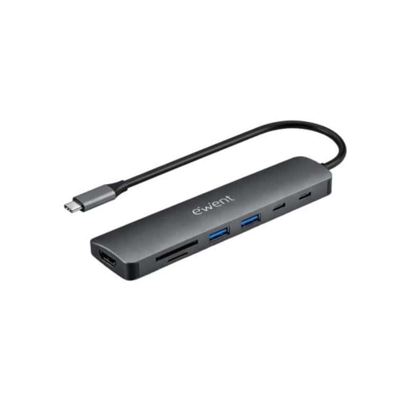 AAOAUS0270_800 EWENT DOCKING MULTIPUERTO USB-C 7 en 1 HDMI 4K - Imagen 1