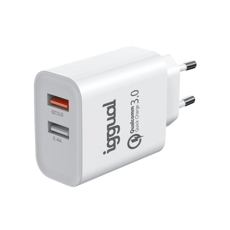 AATCAT0307_800 iggual Cargador doble 2xUSB carga rápida QC3.0 30W - Imagen 1