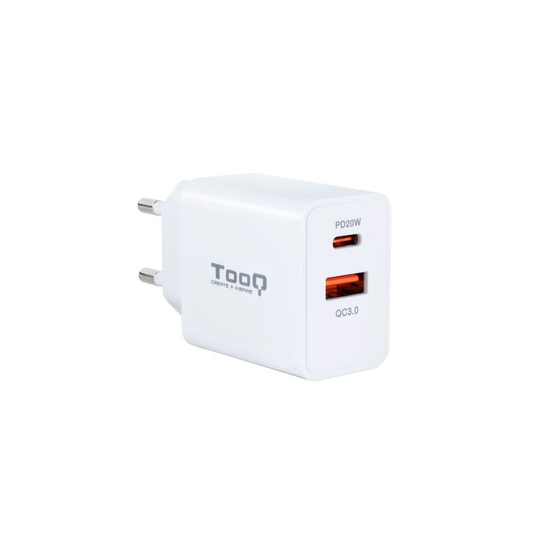 AATCAT0326_800 Tooq Cargador de pared doble USB-C PD+ USB A - Imagen 1