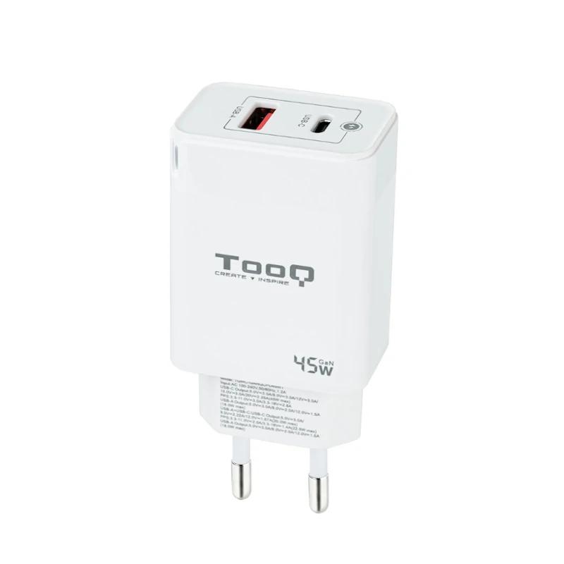AATCAT0346_800 Tooq Cargador pared GAN USB-C/PD+USB-A/QC 45W - Imagen 1
