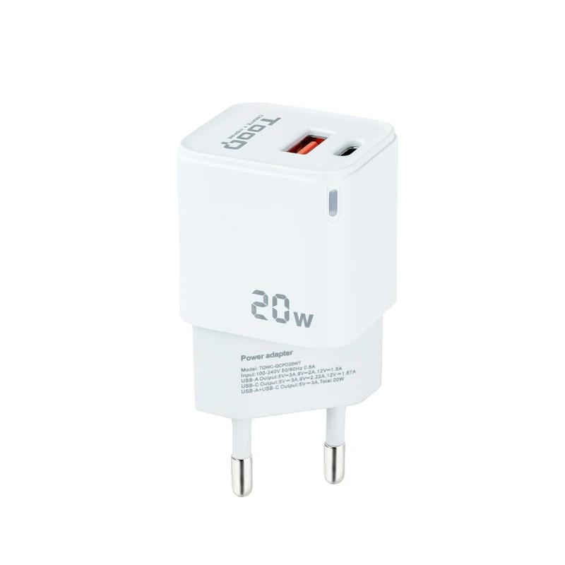 AATCAT0348_800 Tooq Cargador pared USB-C/PD+USB-A/QC 20W - Imagen 1