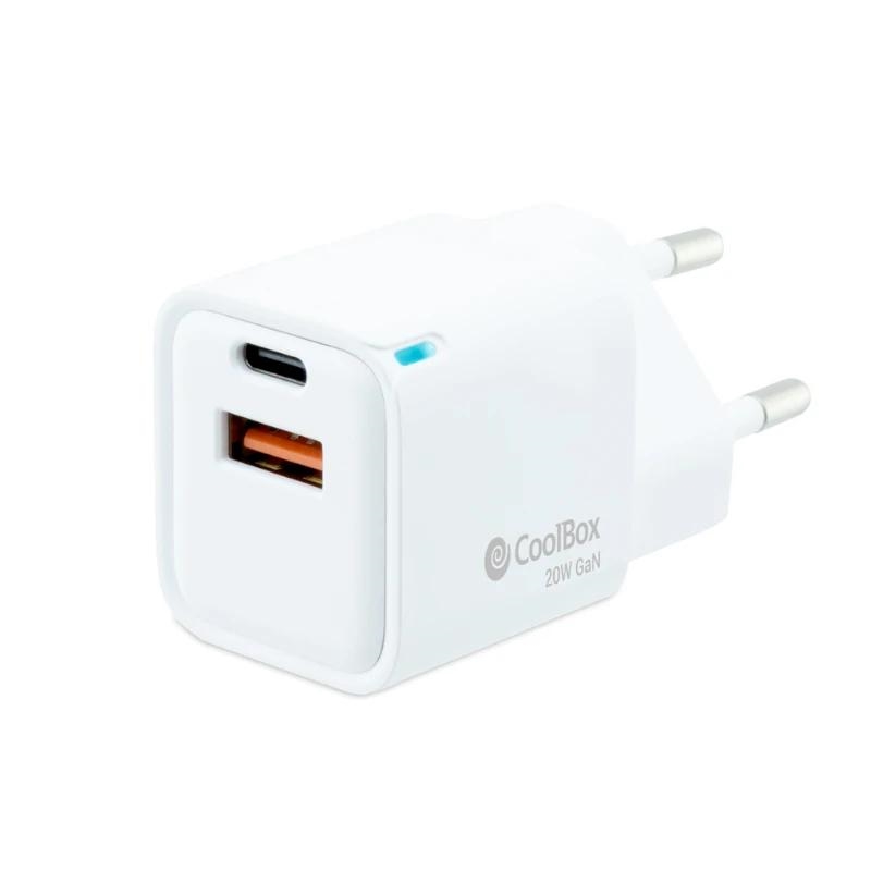 AATCAT0379_800 Coolbox Cargador Gan 20W USB-C/USB-A PARED - Imagen 1