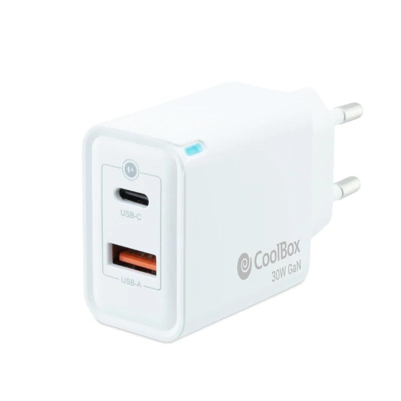 AATCAT0380_800 Coolbox Cargador Gan 30W USB-C/USB-A PARED - Imagen 1