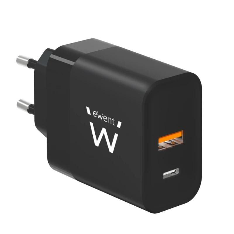 AATCAT0383_800 Ewent Cargador Rapido USB-A Y USB-C GanFast 45W - Imagen 1