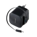 Intenso Cargador GaN W65ACIC retráctil Negro