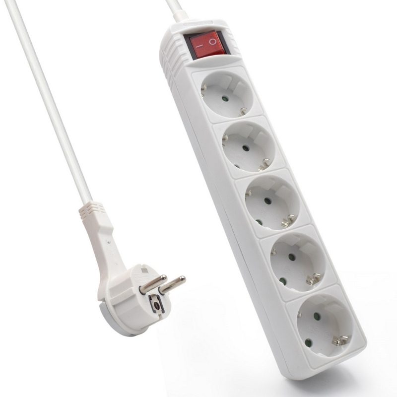 AELREG0065_800 EWENT EW3955 Regleta 5 Tomas / 1 interruptor 1.5m - Imagen 1