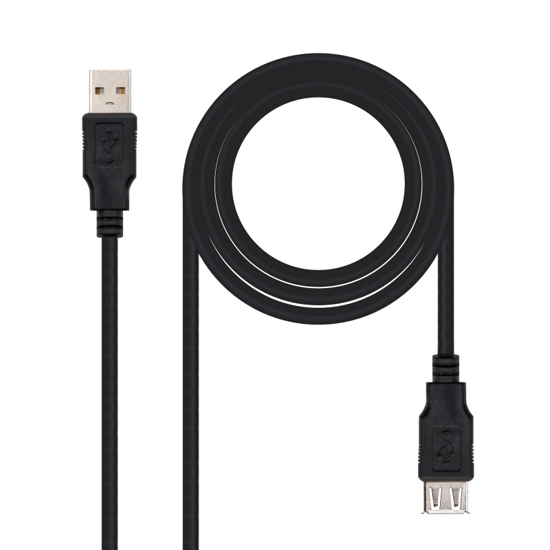 AIEACI0053_800 Nanocable Cable USB 2.0 Tipo-A M/H P Negro 1m - Imagen 1