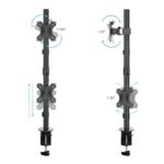 Tooq DB1233TNV-B Soporte mesa 2 brazos vertical - Imagen 2
