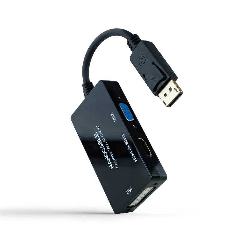 AISCCI0637_800 Nanocable Conversor DP a HDMI/DVI/VGA Negro 20 cm - Imagen 1