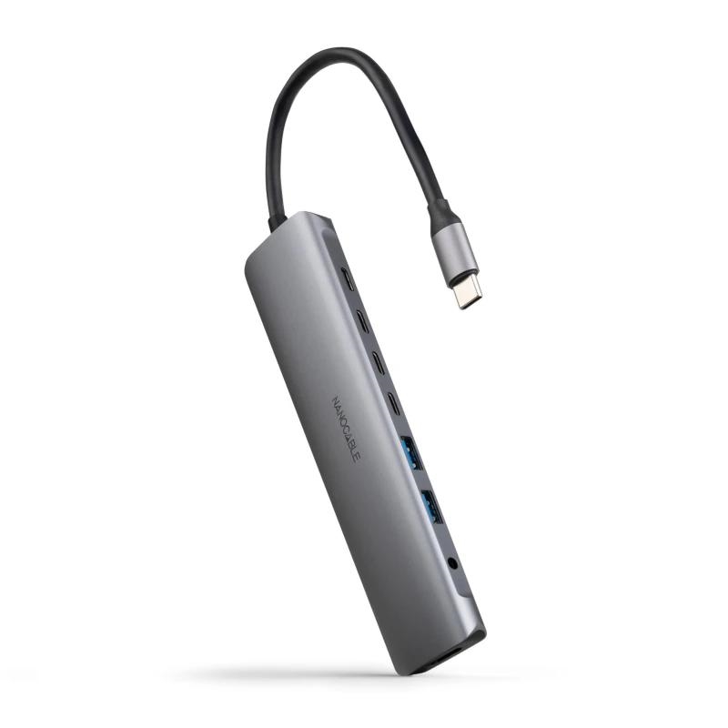 AISCCI0737_800 Nanocable Hub 8en1 USB-A+USB-C+HDMI+USB-C PD+Jack - Imagen 1