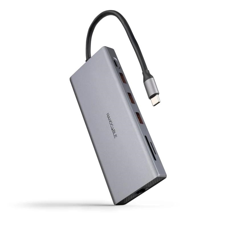 AISCCI0739_800 Nanocable Hub 12en1 USB-A/C+HDMI+DP+RJ45+TF+SD+AU - Imagen 1