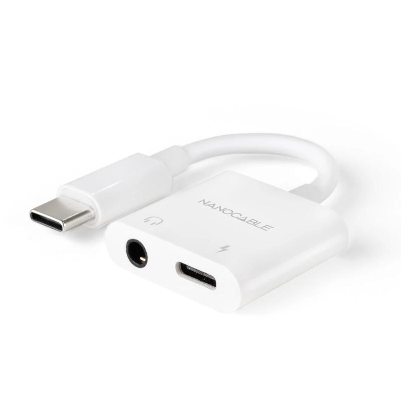 AISCCI0752_800 Nanocable Adaptador USB-C a Jack+USB-C/H PD 60W - Imagen 1