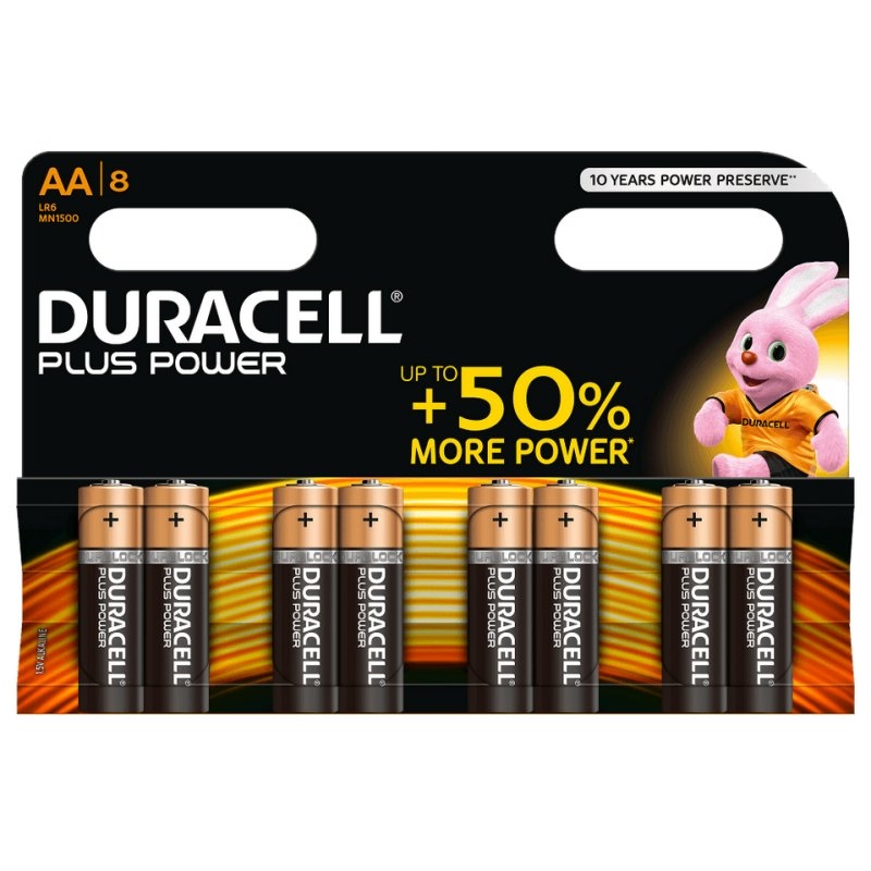 AISPIL0096_800 Duracell Plus Power Pila Alcalina AA LR6 Blister*8 - Imagen 1