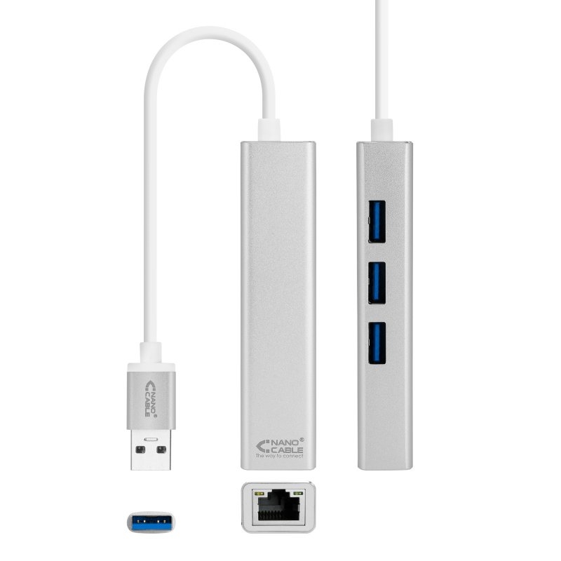 ANEAHE0704_800 Nanocable Conversor USB 3.0 Ethernet + 3xUSB 3.0 - Imagen 1