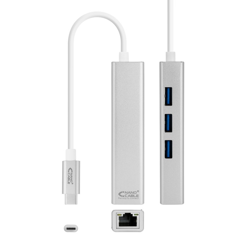 ANEAHE0705_800 Nanocable Conversor USB-C Ethernet +3xUSB 3.0 - Imagen 1