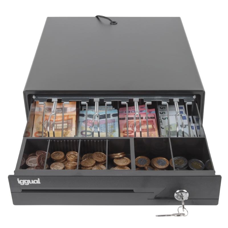 APTACP0055_800 iggual Cajón Portamonedas IRON-10 38cm 4+6 negro - Imagen 1