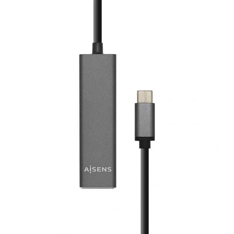 APTAPC1028_800 Aisens Hub USB 3.1 USB-C/M-4xTipo A/H gris, 15cm - Imagen 1