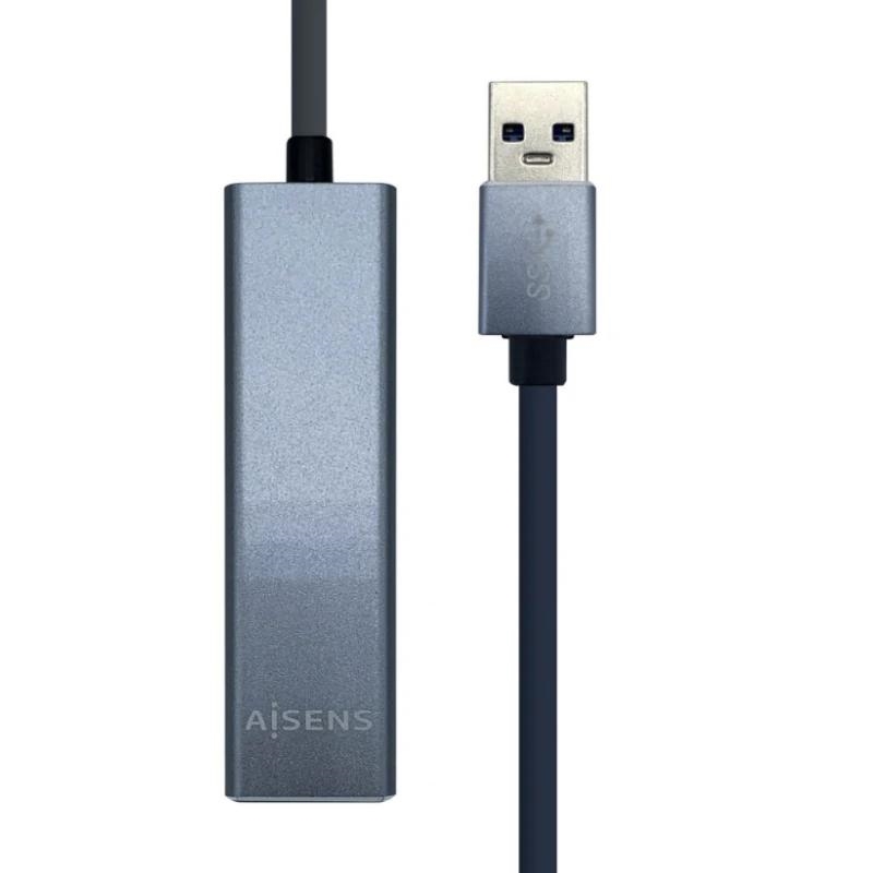 APTAPC1033_800 Aisens Conversor USB 3.0 Ethernet + 3 usb3.0 gris - Imagen 1
