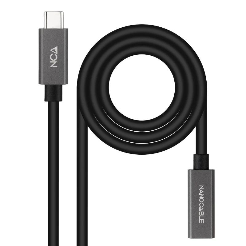 APTAPC1126_800 Nanocable Cable USB 3.2 Gen2 USB-C M/H 0,5 M Negro - Imagen 1