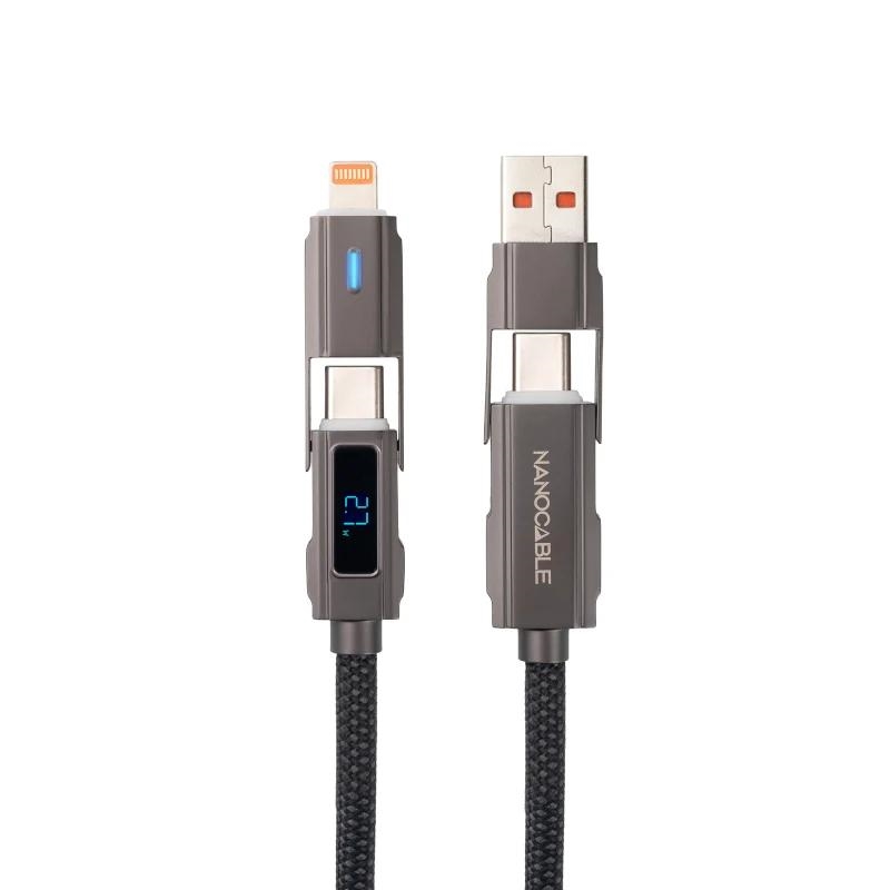 APTAPC1244_800 Nanocable Cable USB-C+USB-A/M-LIGHTNING+USB-C/M 1M - Imagen 1