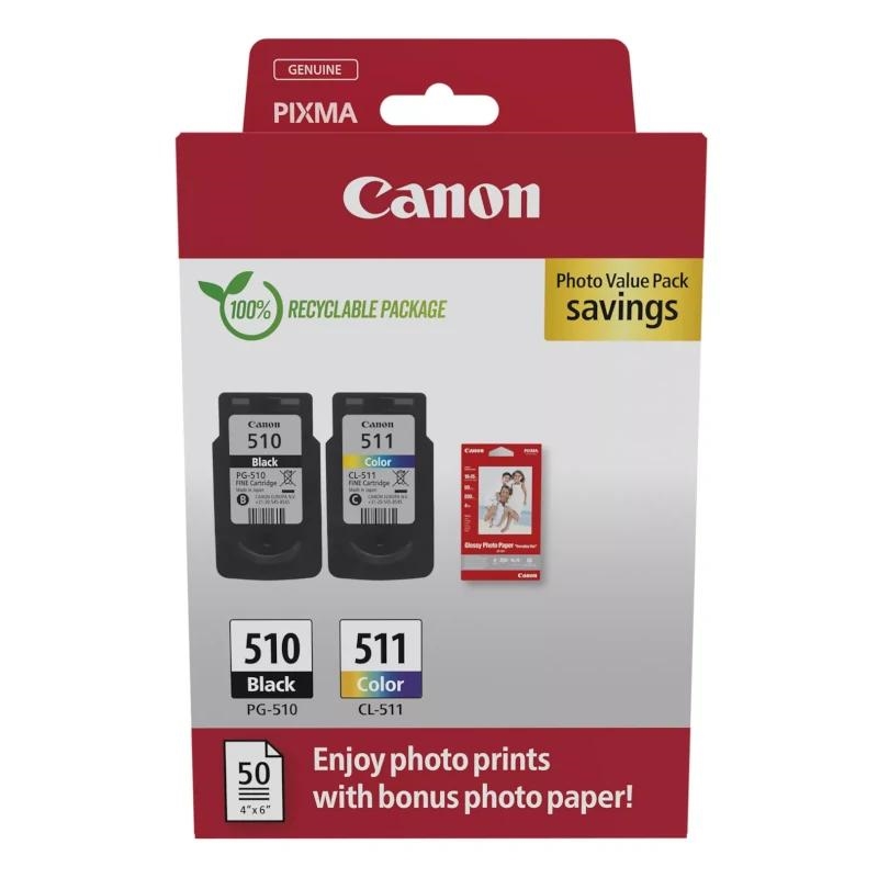 CCICTO0995_800 Canon Cartucho MultiPack PG-510/CL511+papel - Imagen 1