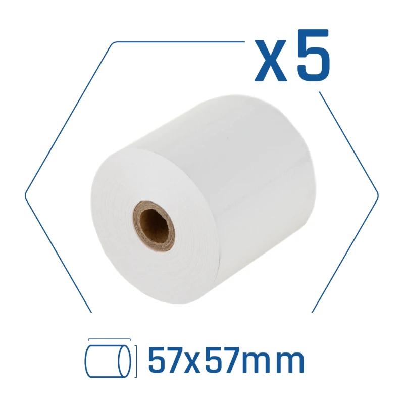 CCIPAP0138_800 iggual Pack 5 rollos papel térmico sin BPA 57X57mm - Imagen 1