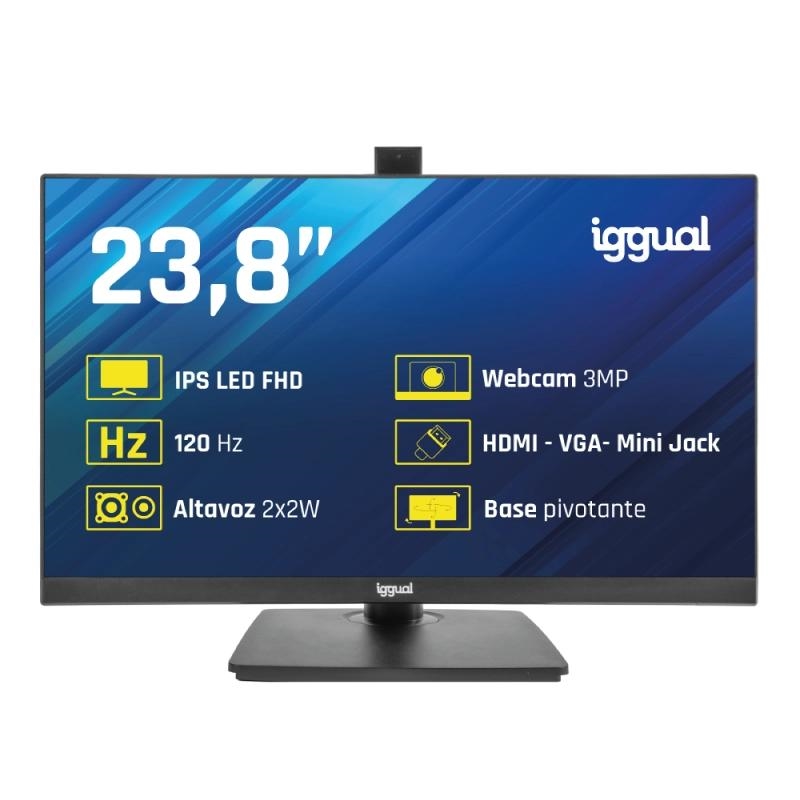 FMOMLE0990_800 iggual Monitor 24" 120Hz 1ms HDMI VGA MM AA webcam - Imagen 1
