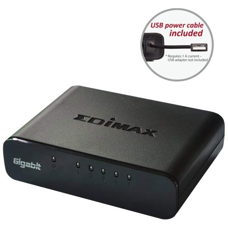 NSWSSO0139_800 Edimax ES-5500G V3 Switch 5xGB Mini USB - Imagen 1