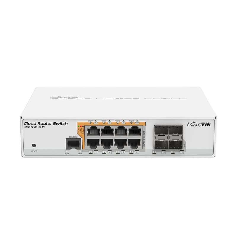 NSWSSO0213_800 MikroTik CRS112-8P-4S-IN Switch 8xGB 4xSFP L5 - Imagen 1