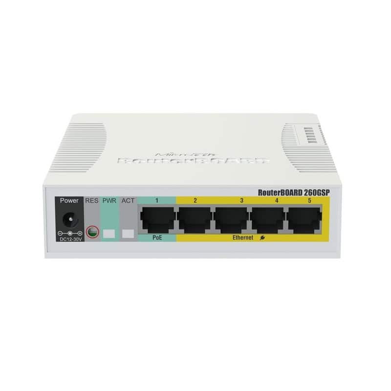 NSWSSO0241_800 MikroTik CSS106-1G-4P-1S RB260GSP Switch 5xGB 1xSF - Imagen 1