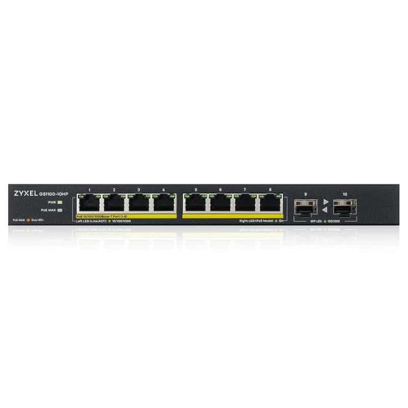 NSWSSO0337_800 Zyxel GS1100-10HP v2 Switch 8xGbE 120 Watt PoE - Imagen 1