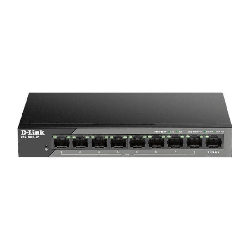NSWSSO0342_800 D-Link DSS-100E-9P Switch 9x10/100 LR PoE Surveill - Imagen 1