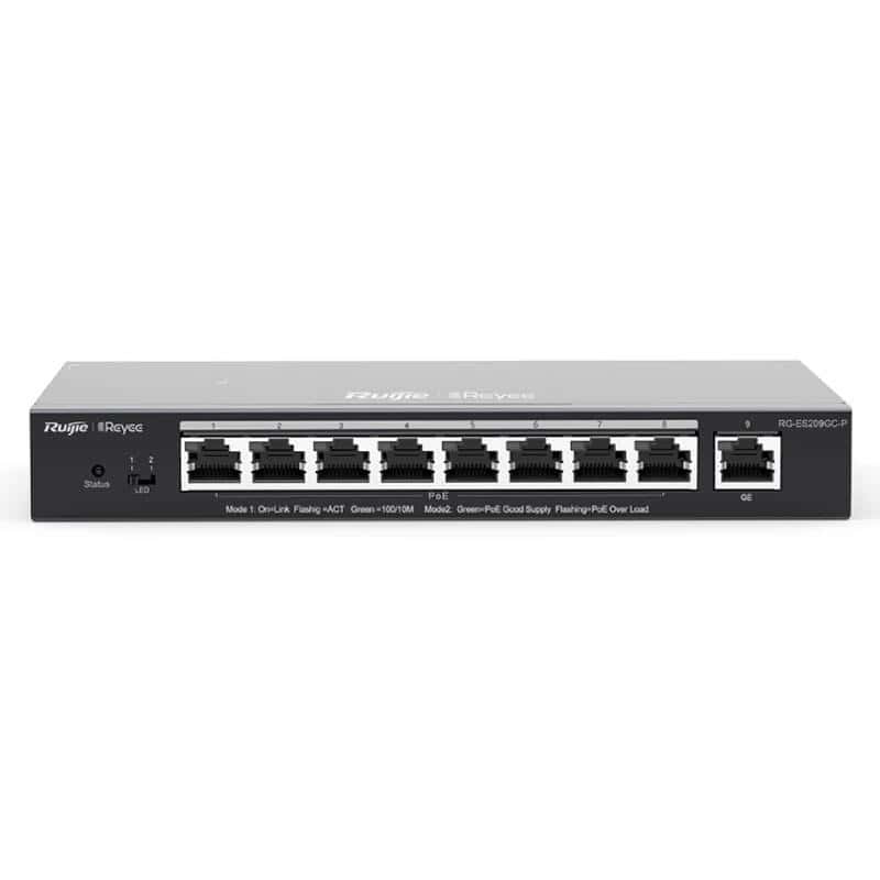 NSWSSO0350_800 Reyee ES209GC-P Switch 9xGbE (8 PoE/POE+) 120W - Imagen 1