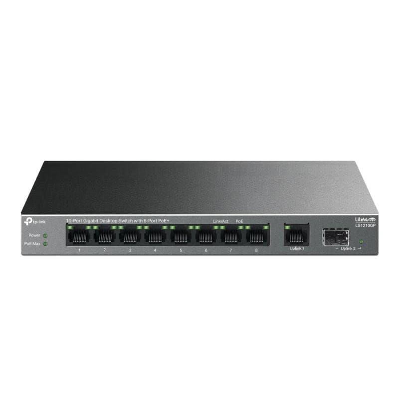 NSWSSO0377_800 TP-Link LS1210GP Switch 8xG PoE+ 1xGb 1xSFP 61W - Imagen 1