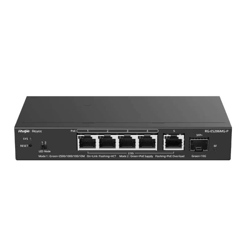 NSWSSO0398_800 Reyee ES206MG-P Switch 4xmGb PoE 1xSFP+ 70W - Imagen 1