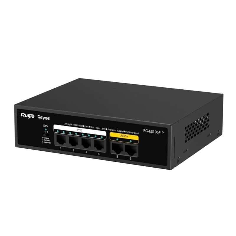 NSWSSO0413_800 Reyee 6-Port 100Mbps, 4 of the ports support PoE/P - Imagen 1