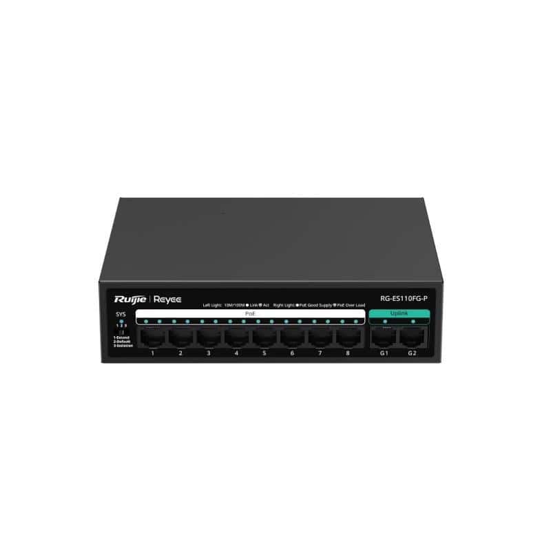 NSWSSO0414_800 Reyee 8-Port 100Mbps + 2 Uplink Port 1000Mbps, 8 o - Imagen 1