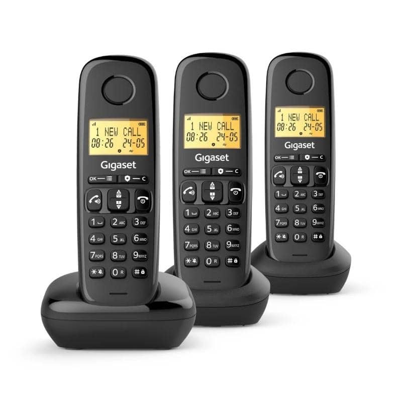 NTETIN0192_800 Gigaset Basic 100 Inalámbrico DECT Negro Trio - Imagen 1