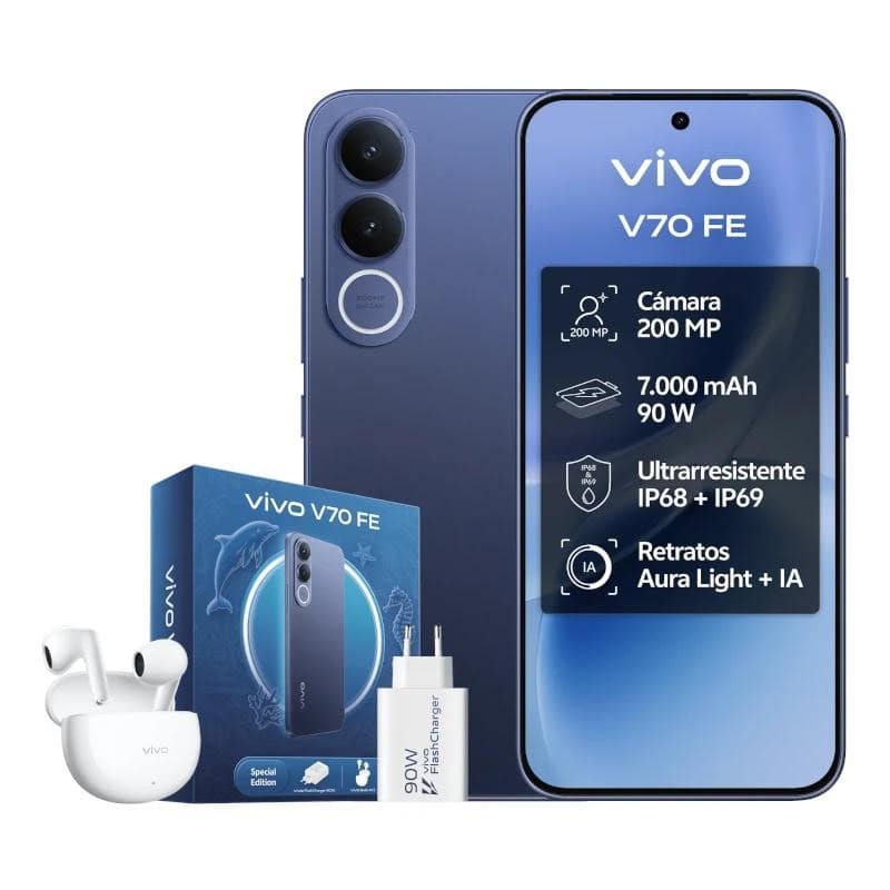 NTETMO3234_800 VIVO V70 FE 8Gb 256Gb Bundle Ch90w+ Buds3 Blue - Imagen 1