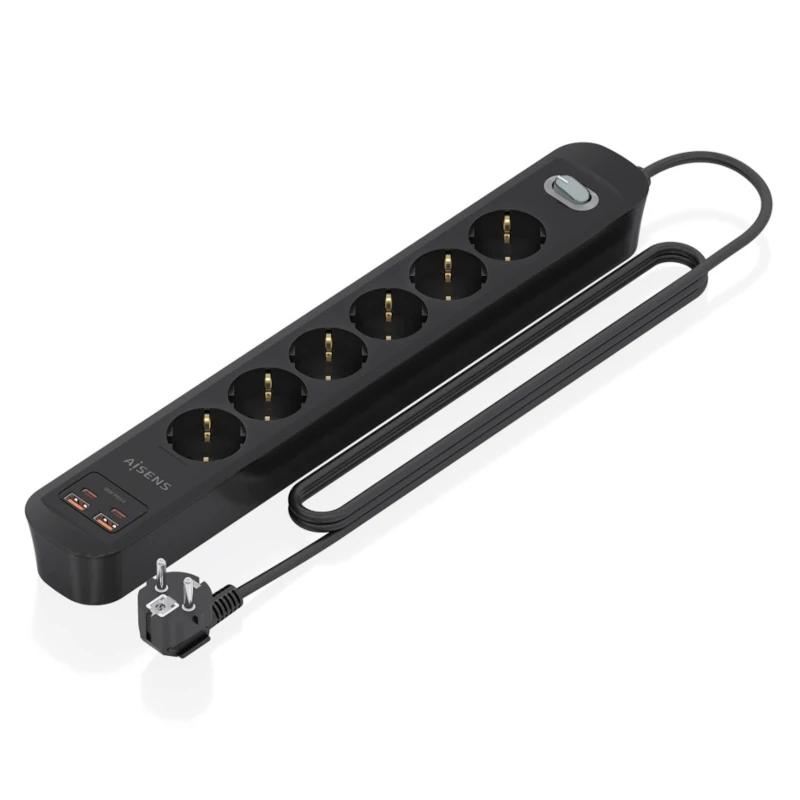 AELREG0141_800 Aisens Regleta 6 tomas interruptor PD 2xUSBC 2xUSB - Imagen 1